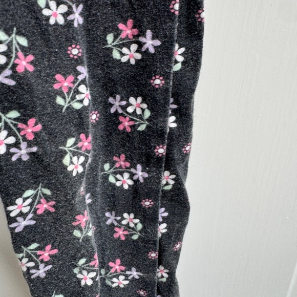 Quiltex 2T Girls Black Floral Stretch Leggings Pants - Picture 3 of 5